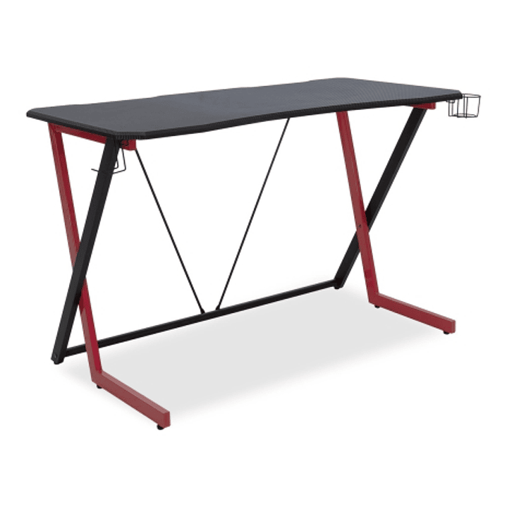Urban Factory Ergo Mesa Gaming 120x60x75cm - Acabado en Carbono - Espesor 18mm - Gancho para Auriculares y Portavasos - Color Negro 1
