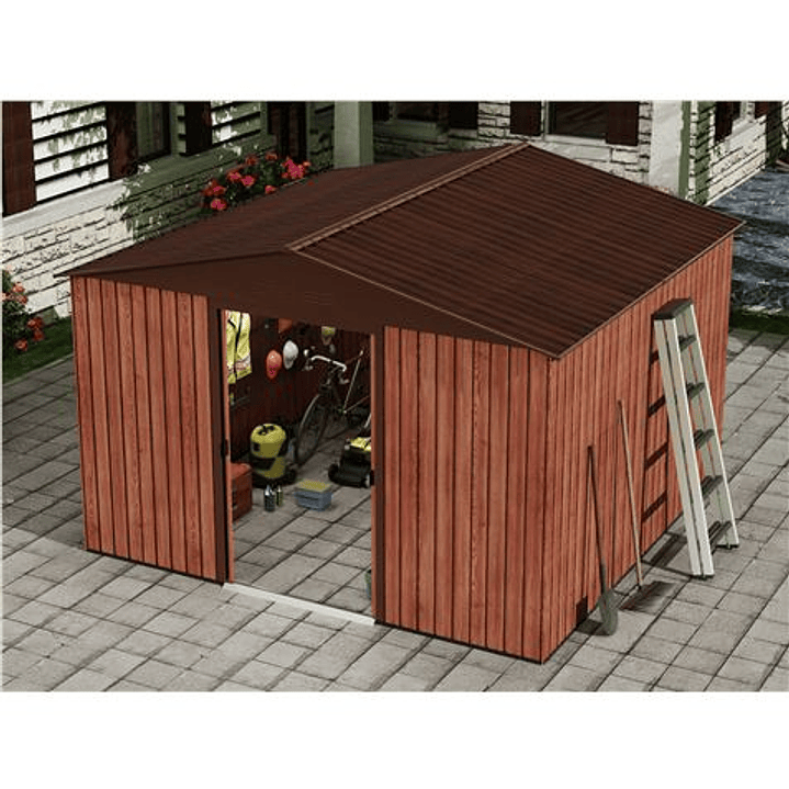 Sungarden Caseta de Metal - Puerta Corredera - 9.14M2 - Color Madera 1