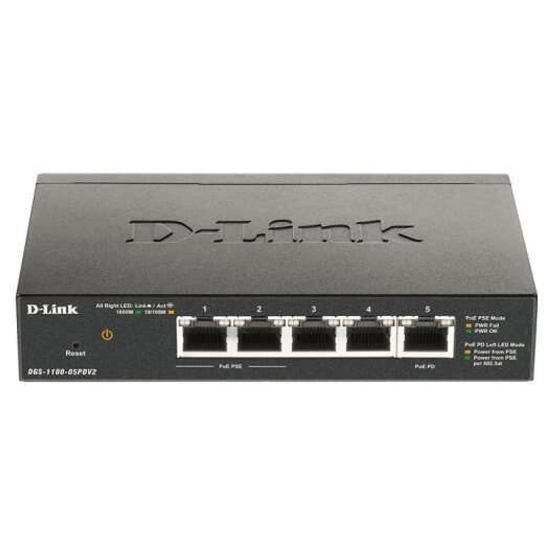 D-Link Switch Smart 5 Puertos Gigabit 10/100/1000 Mbps - PoE 1