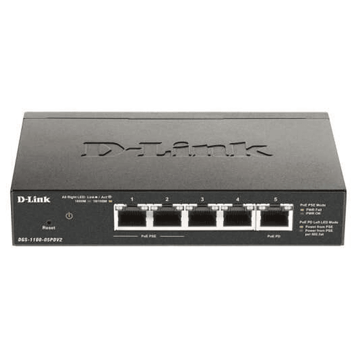 D-Link Switch Smart 5 Puertos Gigabit 10/100/1000 Mbps - PoE 1