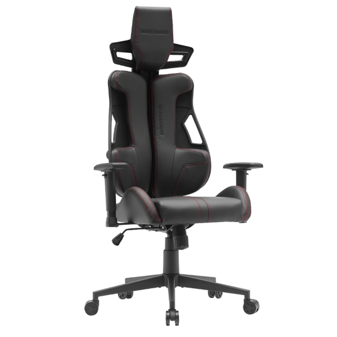 Mars Gaming MGC-ELITE Silla Gaming Premium - Ruedas XL - Piston de Gas Clase 4 - Respaldo Flexible Adaptativo - Reposabrazos Ajustables - 700x720x1370 1