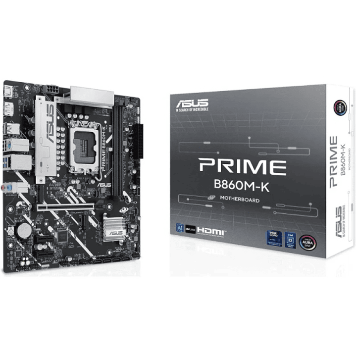 Asus Prime B860M-K Placa Base Intel LGA 1851 - 2x DDR5, 2x M.2, PCIe 4.0, 4x SATA III, HDMI, USB 2.0, 3.2, RJ-45 - Factor de Forma MicroATX 1