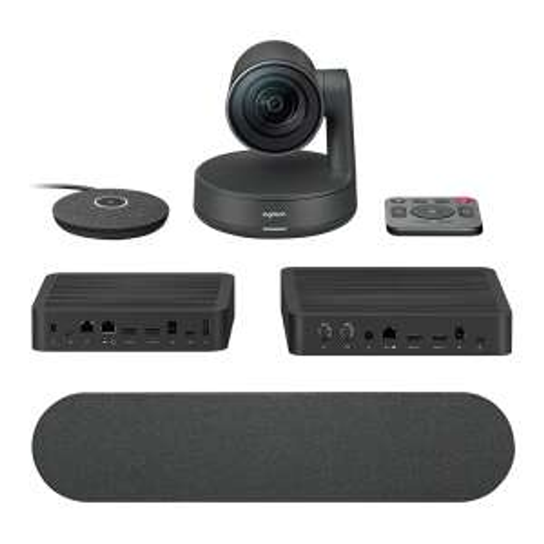 Logitech Rally Kit de Videoconferencias Camara PTZ Ultra HD 4K USB-C 3.0 - Altavoz con Cancelacion de Eco - Microfono con Alcance hasta 4.5m - Hub de  1