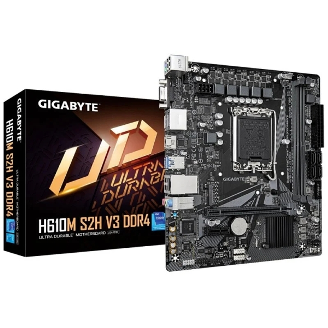 Gigabyte H610M S2H V3 Placa Base Intel1700 2x DDR4 - M.2, SATA, PCIe4.0 - HDMI, DisplayPort, VGA, RJ-45, USB 3.2 - MicroATX 1