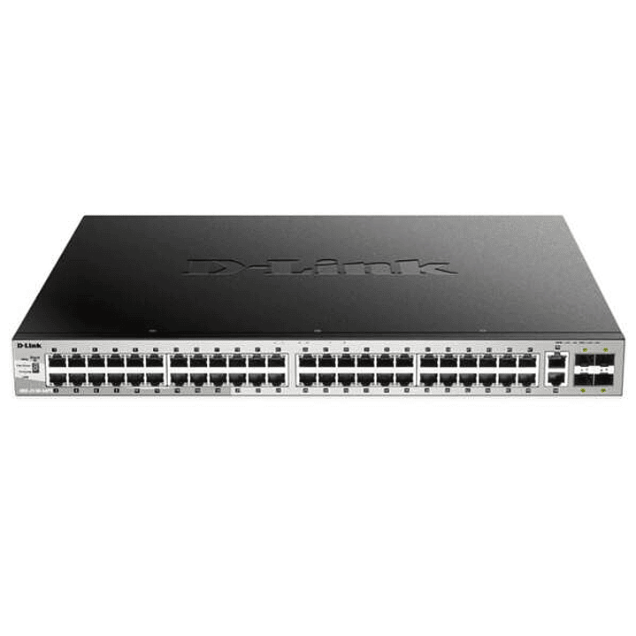 D-Link Switch Gestionable L3 48 Puertos Gigabite PoE 370W + 2 Puertos 10G + 4 Puertos 10G SFP+ 1