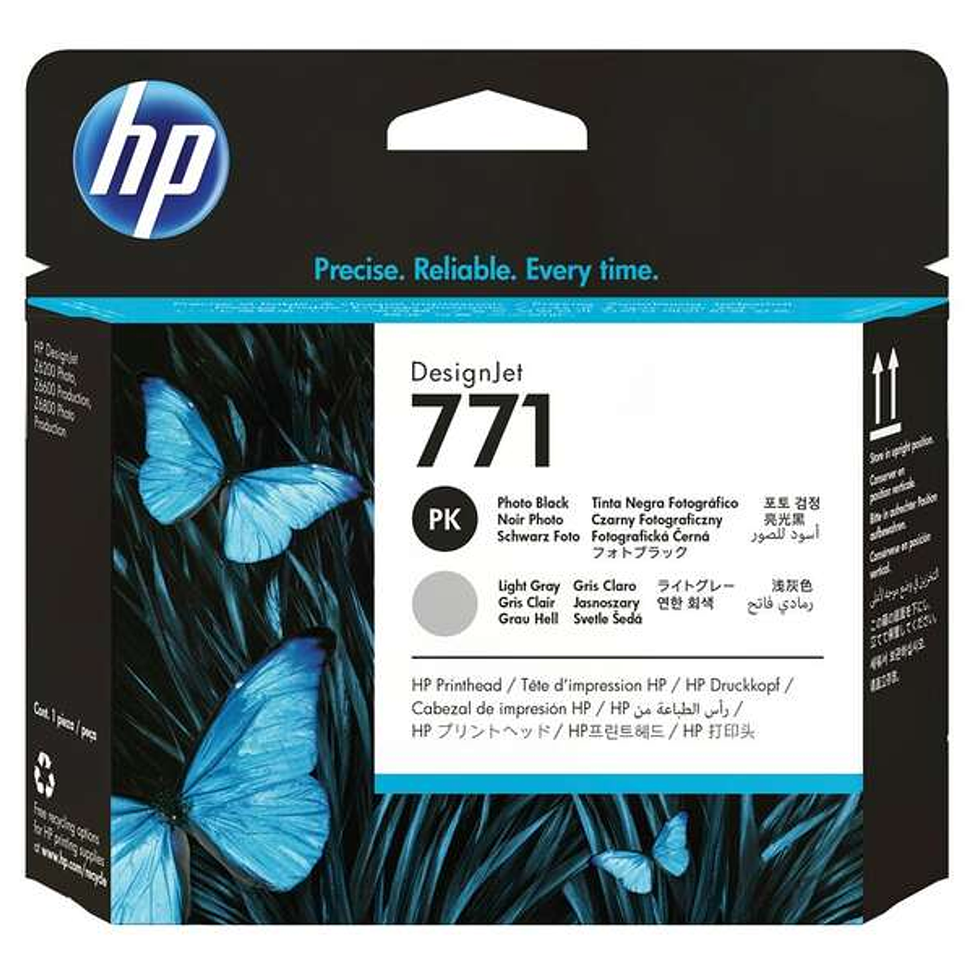 HP 771 Cabezal de Impresion Original - Negro Photo, Gris Light - CE020A 1