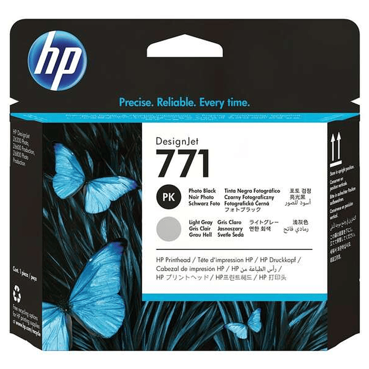 HP 771 Cabezal de Impresion Original - Negro Photo, Gris Light - CE020A 1