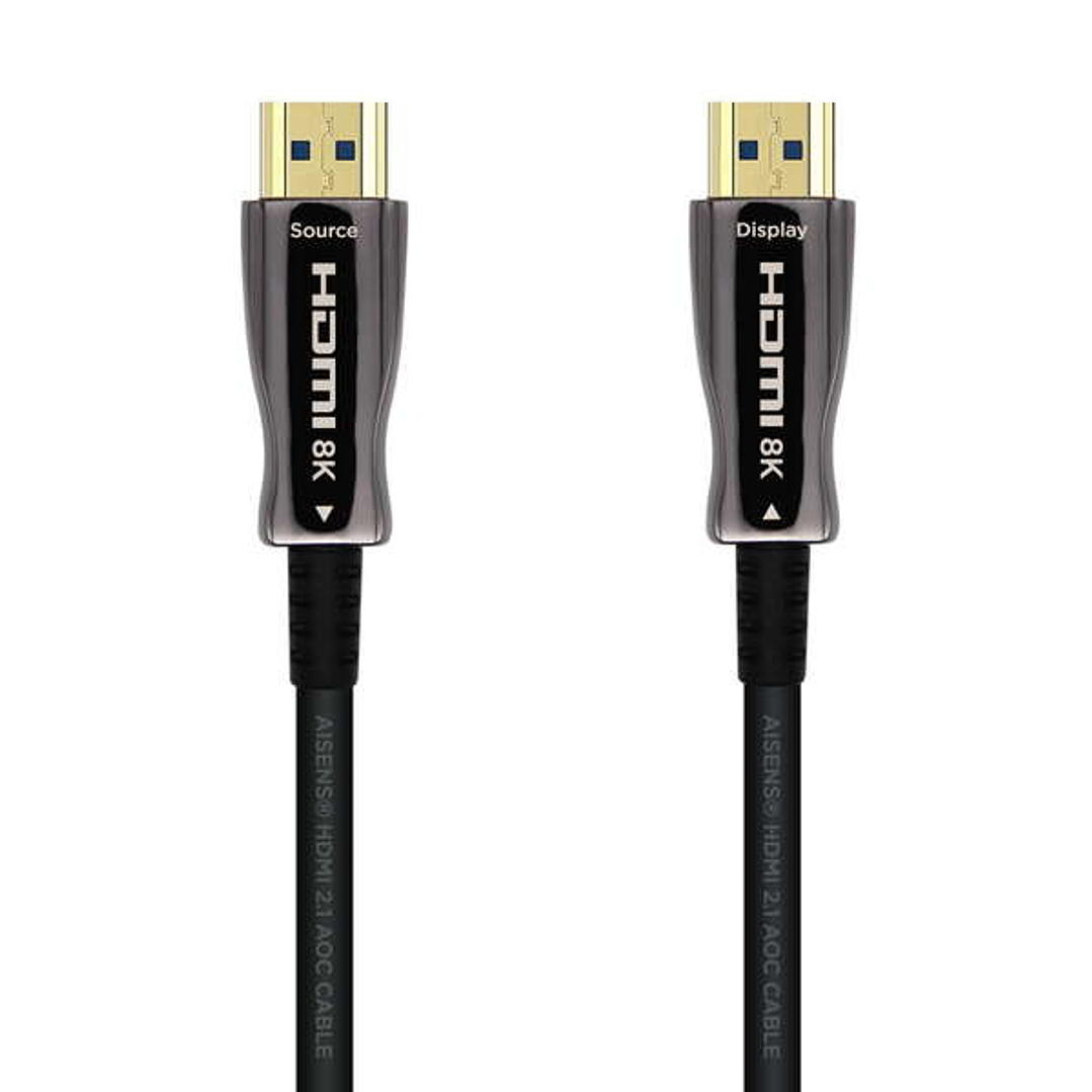 Aisens Cable HDMI V2.1 AOC (Active Optical Cable) Fibra Optica Ultra Alta Velocidad UHS 8K@60Hz 4K@120Hz 4:4:4 48Gbps - A/M-A/M - 60m - Color Negro 1