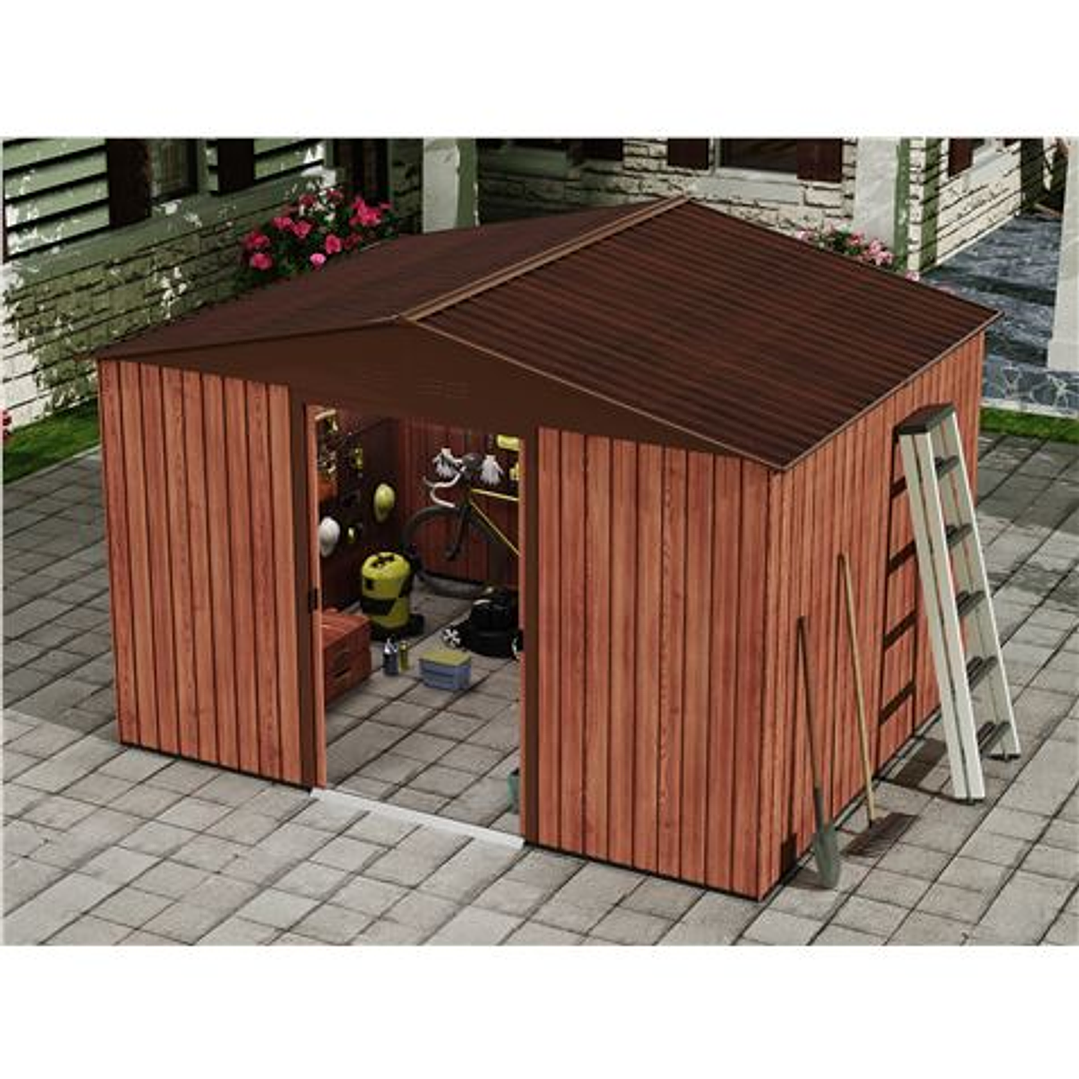 Sungarden Caseta de Metal - Puerta Corredera - 7.4M2 - Color Madera 1