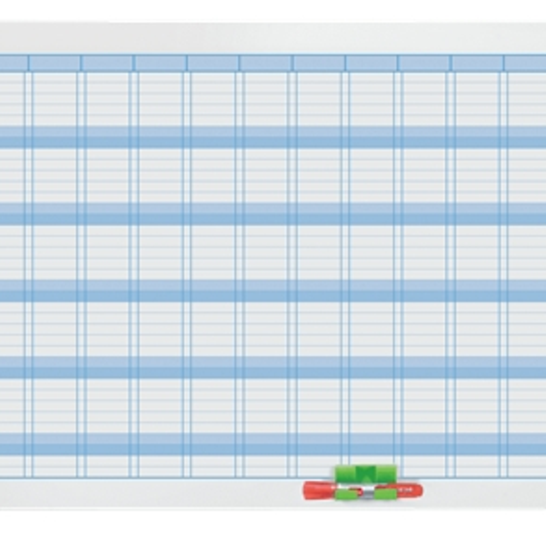 Nobo Performance Planificador Anual de Pizarra Magnetica 720x50x1030mm - Incluye Kit de Planificacion de Imanes 1