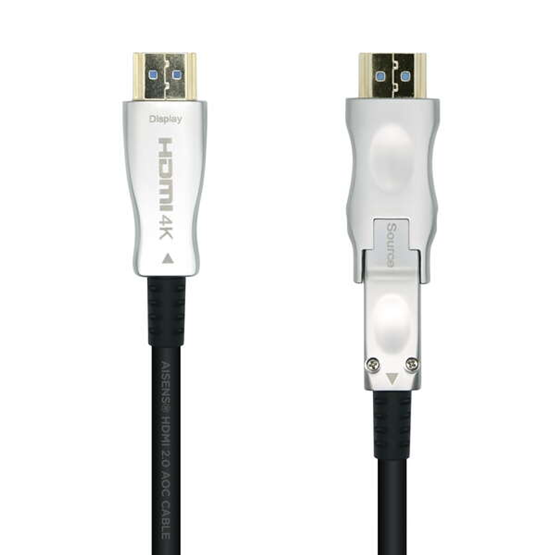 Aisens Cable HDMI V2.0 AOC (Active Optical Cable) Desmontable Premium Alta Velocidad / HEC 4K@60Hz 4:4:4 18Gbps - A/M-D/A/M - 15m - Color Negro 1