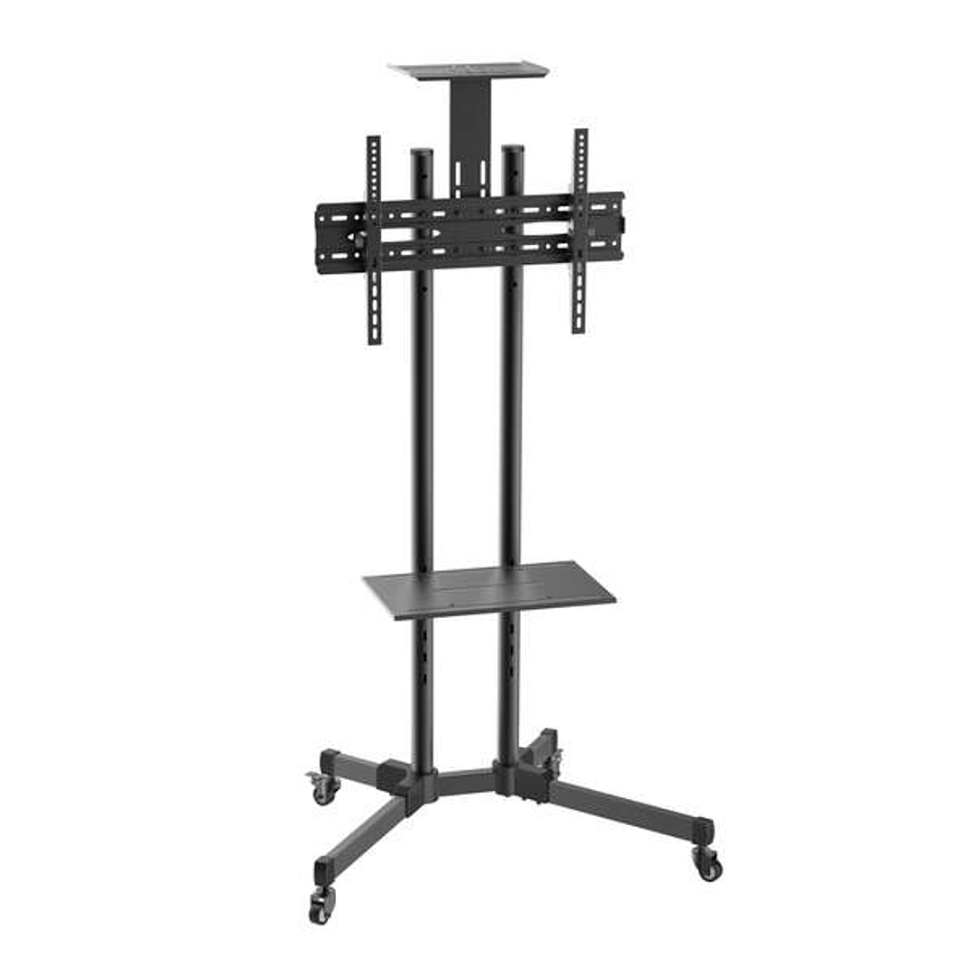 Aisens Soporte de Suelo Eco con Ruedas - Bandeja para DVD y Soporte de Camara (TV 37”-70”) - Color Negro 1