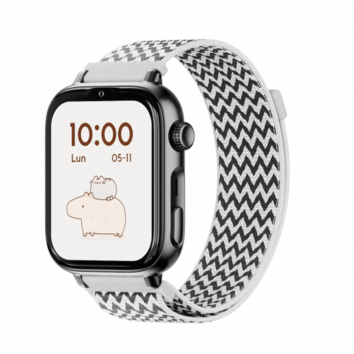 Savefamily Reloj Inteligente Infantil SaveWatch Plus 2 - Pantalla Amoled - Carcasa Negra - Correa Tela Zigzag 1