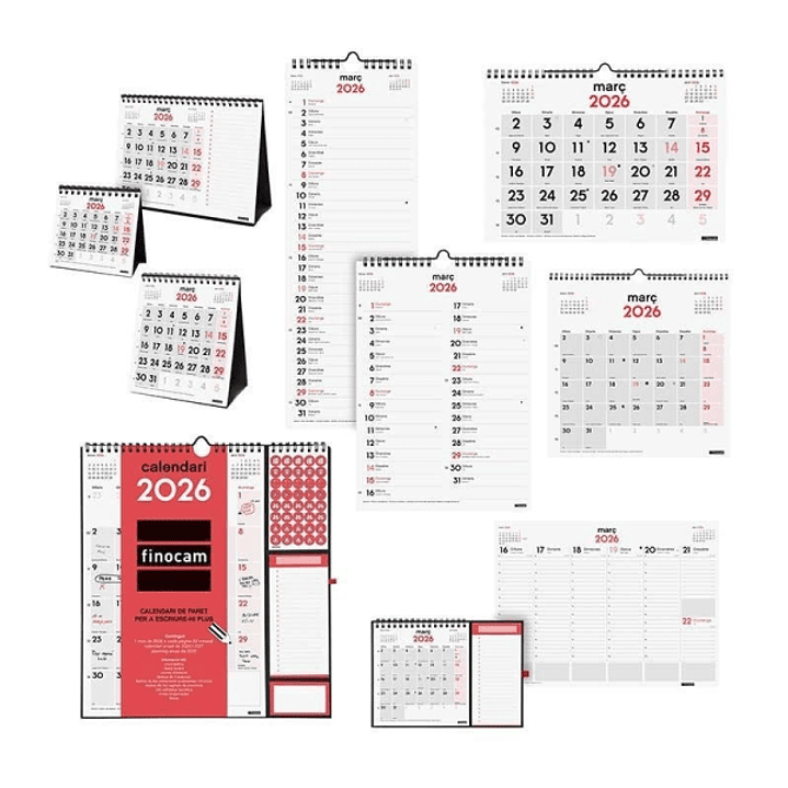 Finocam Pack de 70 Calendarios Neutros Surtidos en Catalan - Anual 2026 - Color Surtidos 1