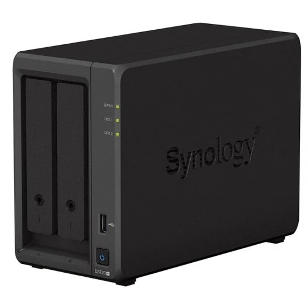 Synology DiskStation DS723+ Servidor de Almacenamiento NAS - Hasta 2 Unidades de Almacenamiento - Interfaz Soportado M.2, SATA III - Compatible con 2. 1
