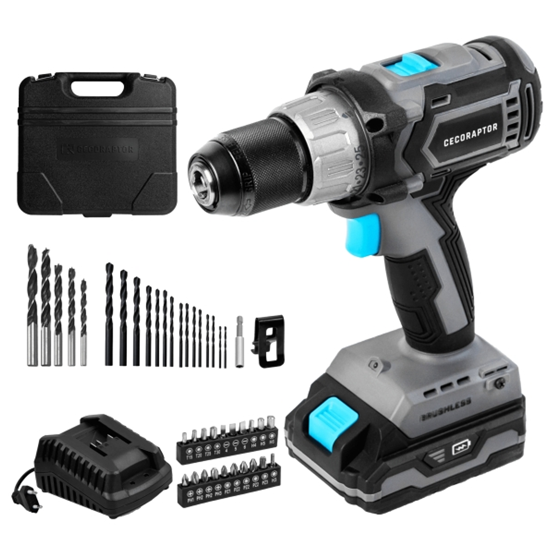 Cecotec CecoRaptor Perfect Drill 2020 Brushless Ultra Taladro Atornillador - Torque 46Nm - 2000rpm - Bateria 2Ah 20V - Luz LED - Incluye Accesorios -  1
