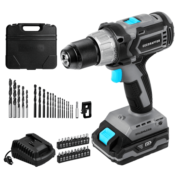 Cecotec CecoRaptor Perfect Drill 2020 Brushless Ultra Taladro Atornillador - Torque 46Nm - 2000rpm - Bateria 2Ah 20V - Luz LED - Incluye Accesorios -  1