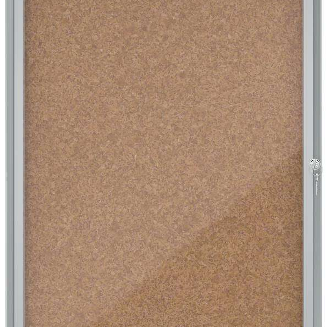 Nobo Vitrina para 4 Hojas A4 con Superficie de Corcho - 532x692x37mm - Puerta de Cristal de Seguridad - Marco de Aluminio - Color Natural 1