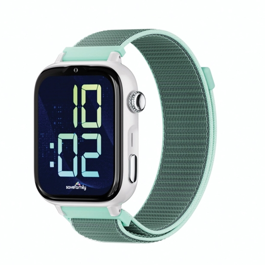 Savefamily Reloj Inteligente Infantil SaveWatch Plus 2 - Pantalla Amoled - Carcasa Blanca - Correa Tela Ocean 1