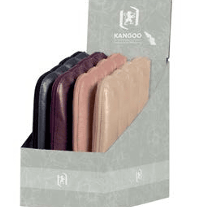 Oxford Kangoo Expositor con 16 Estuches Kangoo Piel - Fabricados en Piel 100% - Goma Kangoo para Acoplar al Cuaderno - 4 Colores Surtidos 1