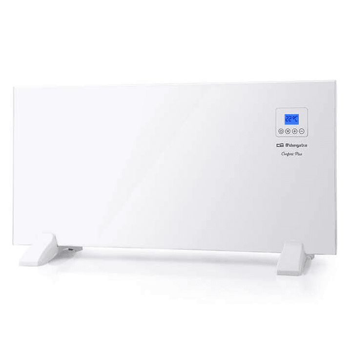 Orbegozo REH 1500 a Panel Radiante Blanco Slim - Pantalla LCD - Control Tactil - Programador Semanal - Proteccion Sobrecalentamiento - Soporte Pie/Par 1