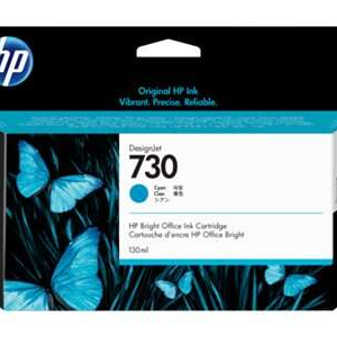HP 730 Cyan Cartucho de Tinta Original - P2V62A 1