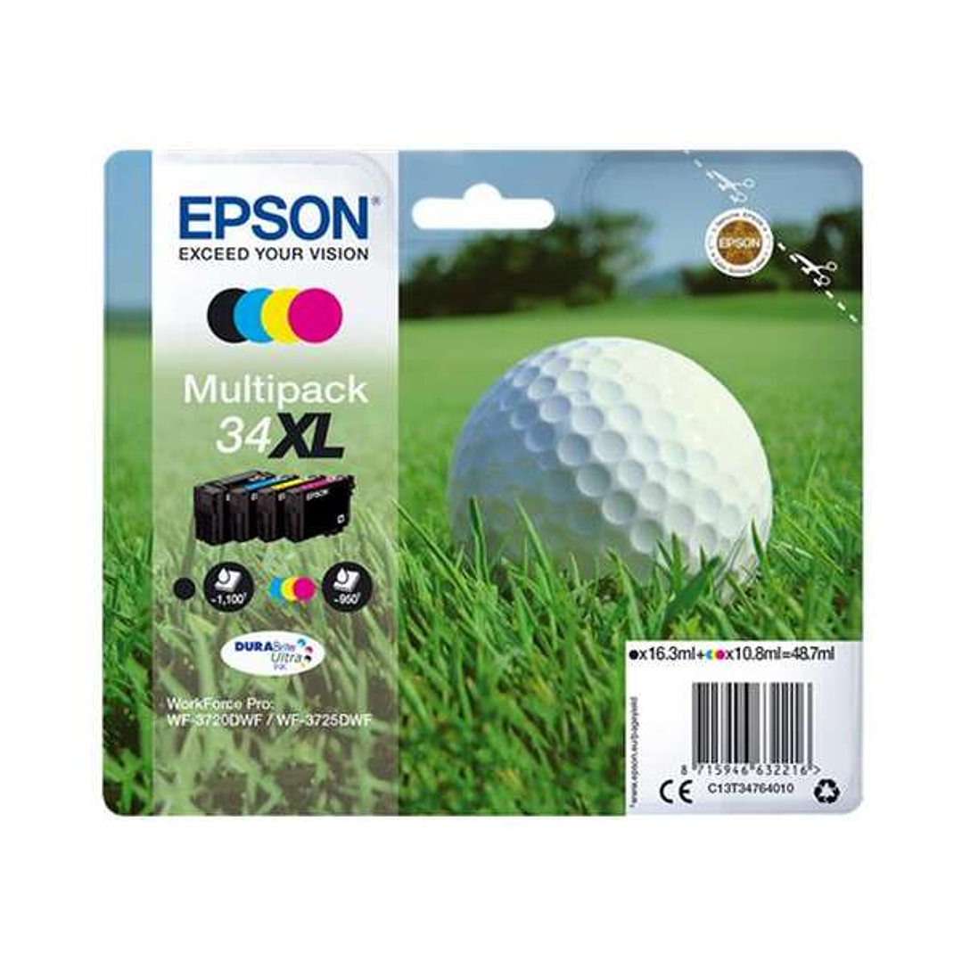 Epson T3476 Pack de 4 Cartuchos de Tinta Originales - C13T34764010 1