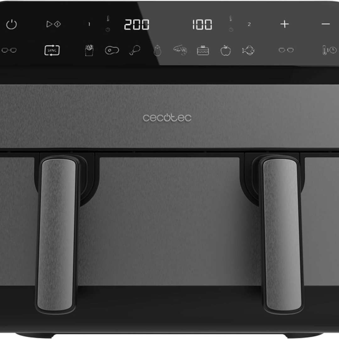 Cecotec Cecofry Advance 9000 Freidora de Aire Doble - 2800W - Capacidad 9L - Temperatura Regulable - Acero Inoxidable - Panel Tactil - Pared Divisoria 1