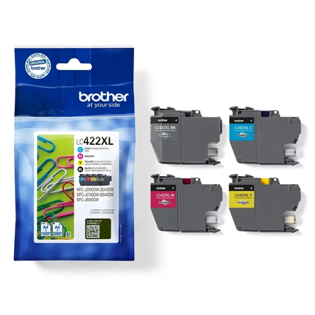 Brother LC422XL Pack de 4 Cartuchos de Tinta Originales - LC422XLVAL 1