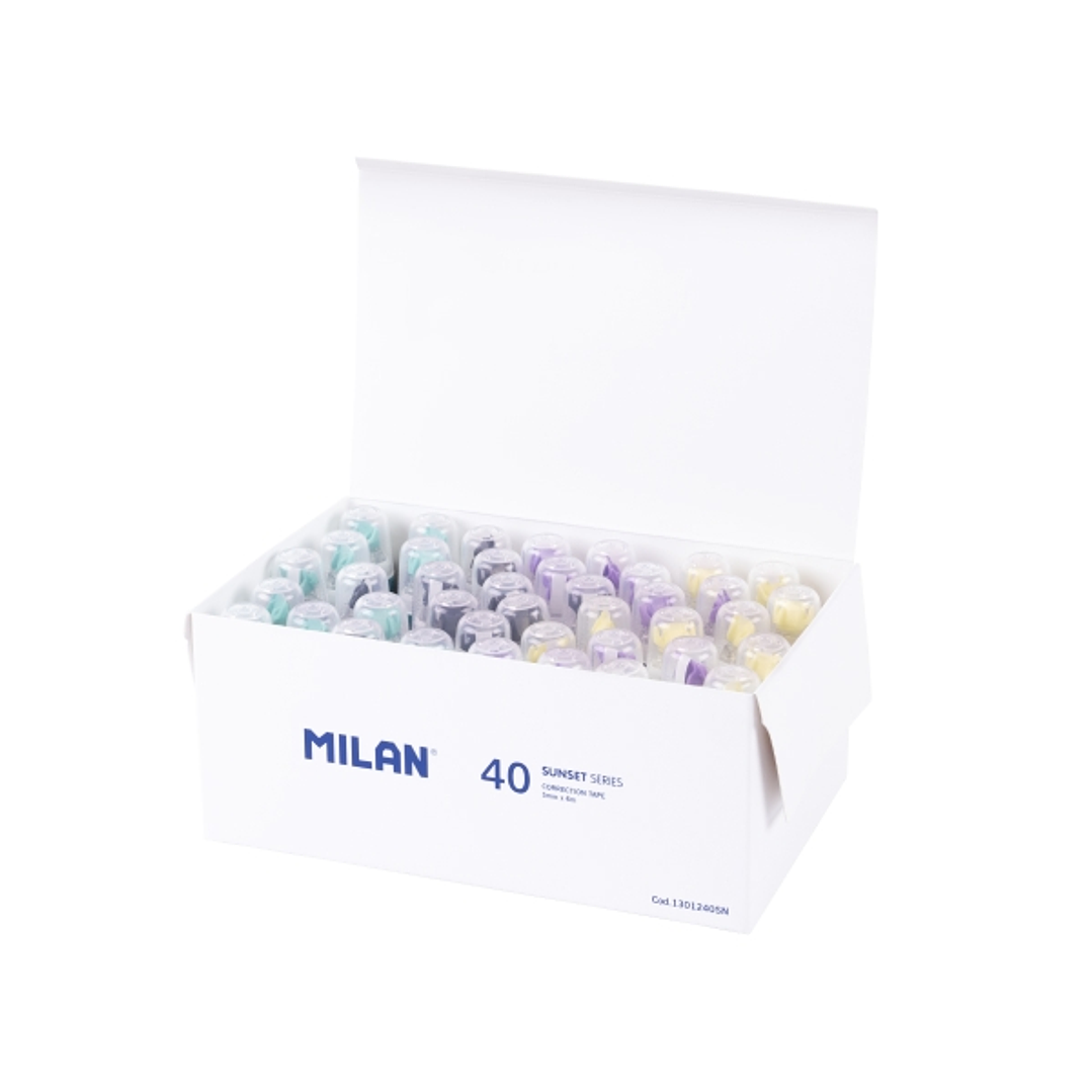 Milan Sunset Caja con 40 Cintas Correctoras Cilindricas - 5mm x 6m - Colores Surtidos 1