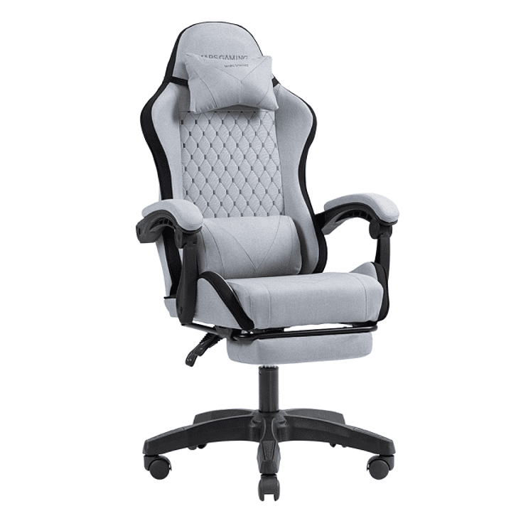 Mars Gaming MGC-X FABRIC Silla Gaming Ergonomica - Reposapies Extensible - Cojines Lumbar y Cervical - 660x540x1250mm - Tejido Transpirable - Color Gr 1