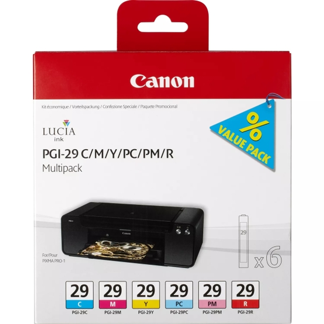 Canon PGI29 Pack de 6 Cartuchos de Tinta Originales - 4873B005 1
