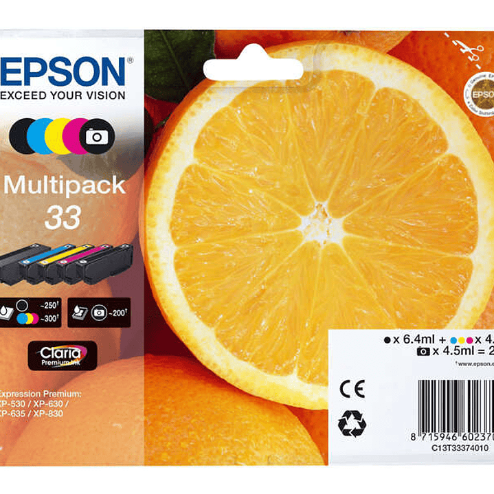 Epson T3337 (33) Pack de 5 Cartuchos de Tinta Originales - C13T33374011 1