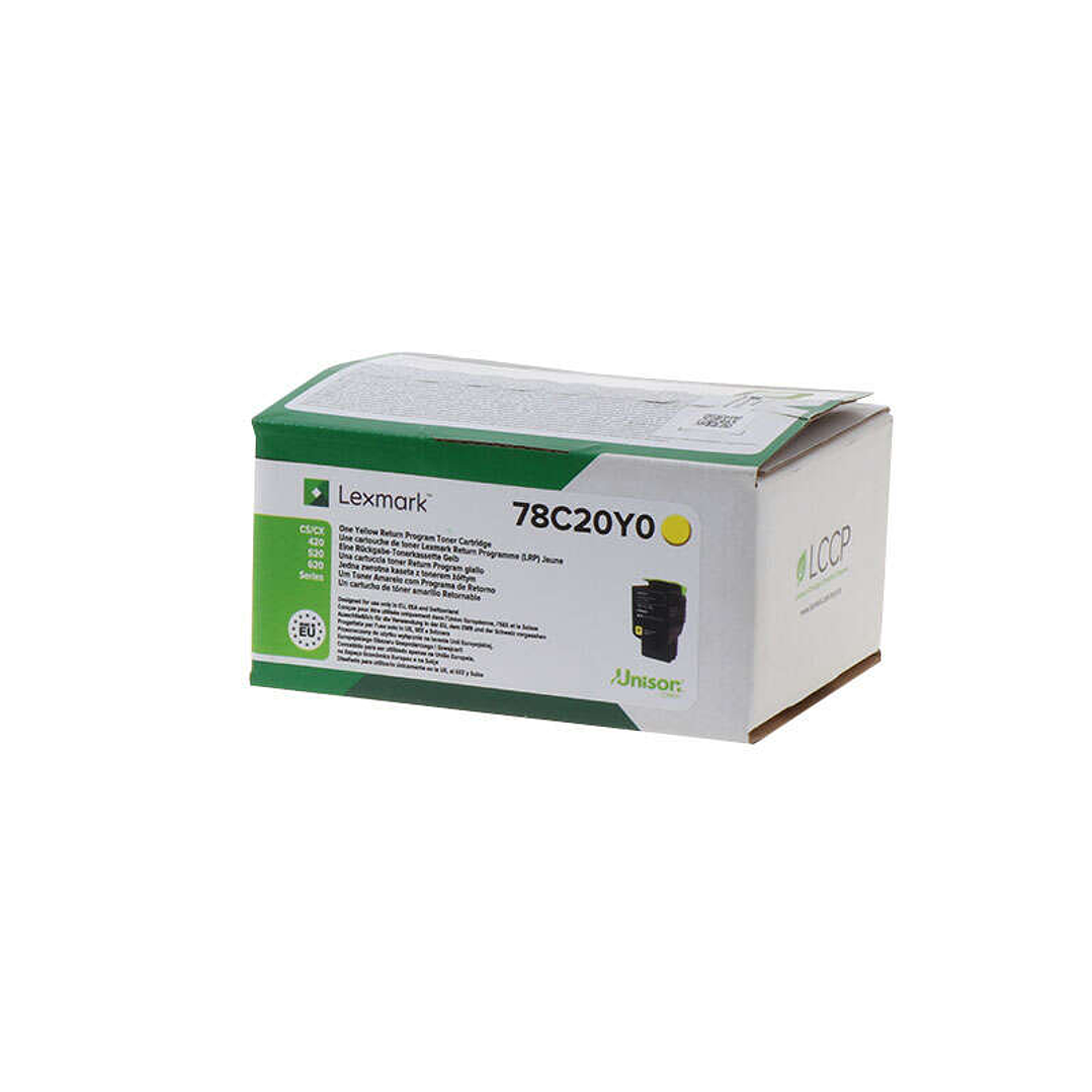 Lexmark CS421/CS521/CS622/CX421/CX522/CX622/CX625 Amarillo Cartucho de Toner Original - 78C20Y0 1