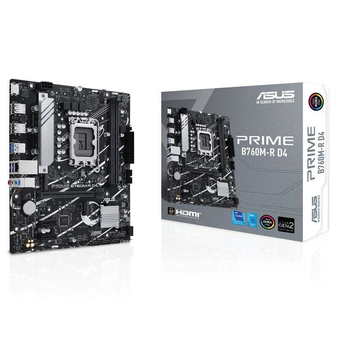 Asus Prime B760M-R D4 Placa Base Intel 1700 2x DDR4 - HDMI, M.2, PCIe4.0, 4x Sata III, USB, Micro-ATX 1