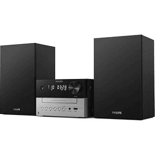 Philips Microcadena CD 20W - Bluetooth 5.4 - USB - Jack 3.5mm - Radio FM - Pantalla LED - Mando a Distancia - Alcance 30m - 2 Altavoces de 3