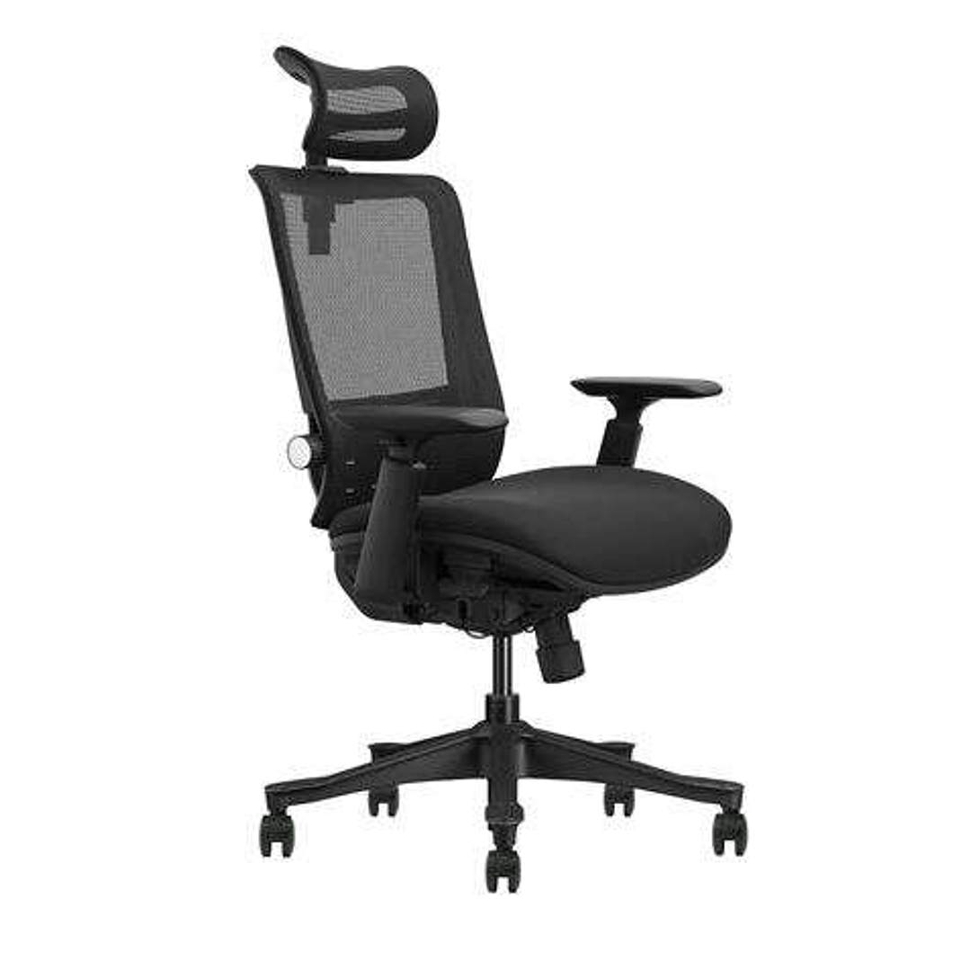 Cromad Senior SE1100 Silla de Oficina - Altura y Profundidad de Asiento Ajustable - Reposacabezas, Reposabrazos 3D y Soporte Lumbar Ajustables - Rueda 1