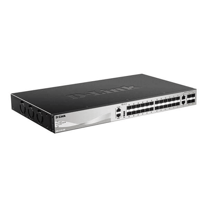 D-Link Switch Gestionable L3 24 Puertos Gigabite PoE 370W + 2 Puertos 10G + 4 Puertos 10G SFP+ 1