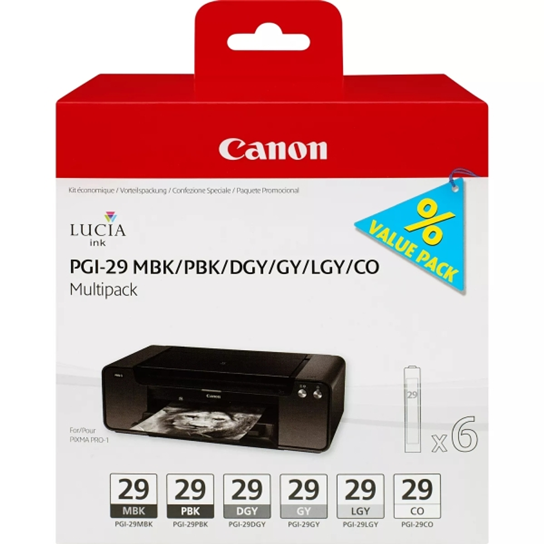 Canon PGI29 Pack de 6 Cartuchos de Tinta Originales - 4868B018 1