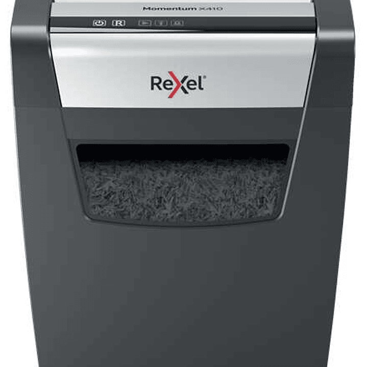 Rexel Momentum X410 Destructora de Papel Manual Corte Confeti P-4 - Destruye hasta 10 Hojas - Capacidad de la Papelera 23L - Color Negro/Plata 1
