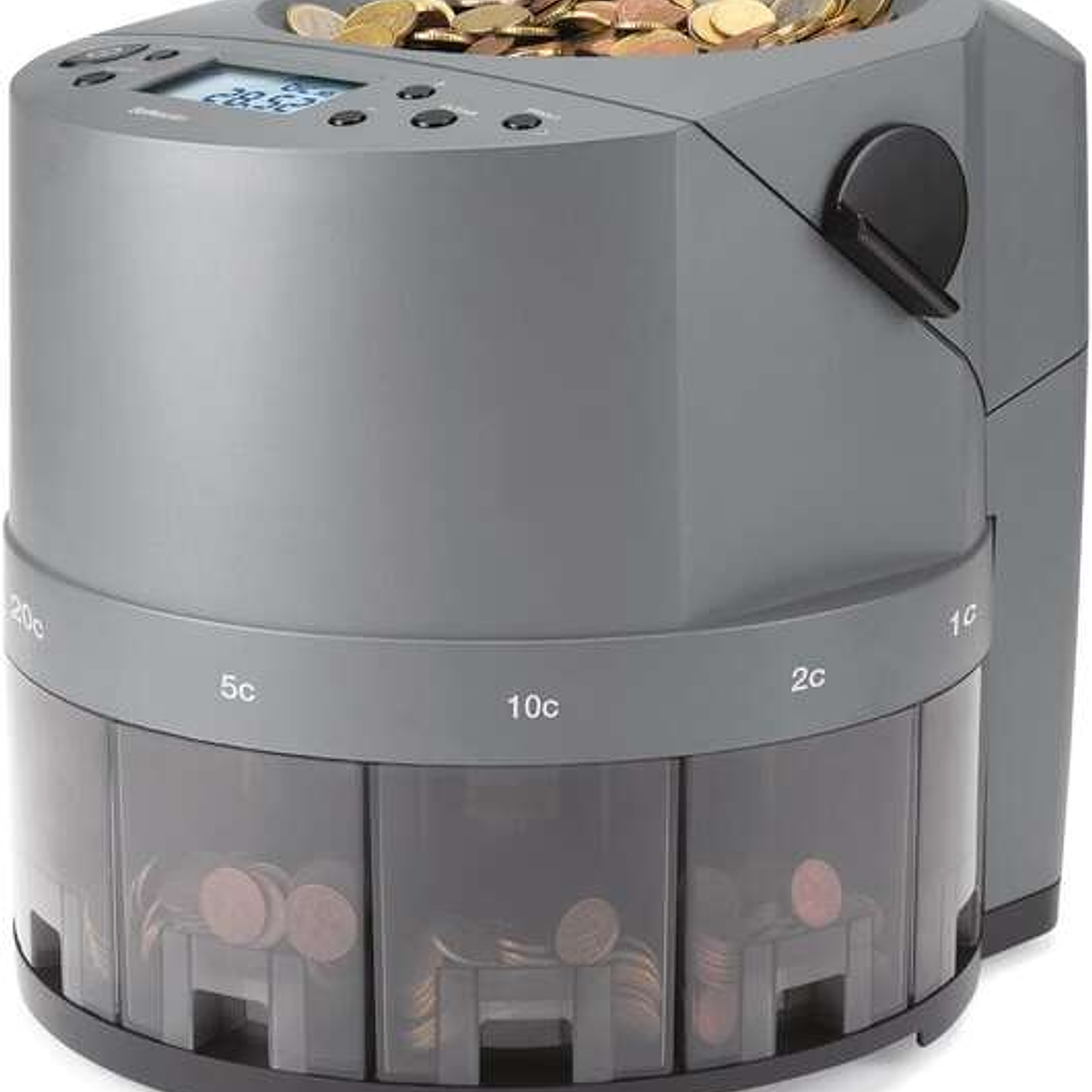 Safescan 1450 Eur Contadora y Clasificadora Automatica de Monedas - Cuenta y Clasifica 500 Monedas por Minuto - Funcion de Impresion - Capacidad de la 1