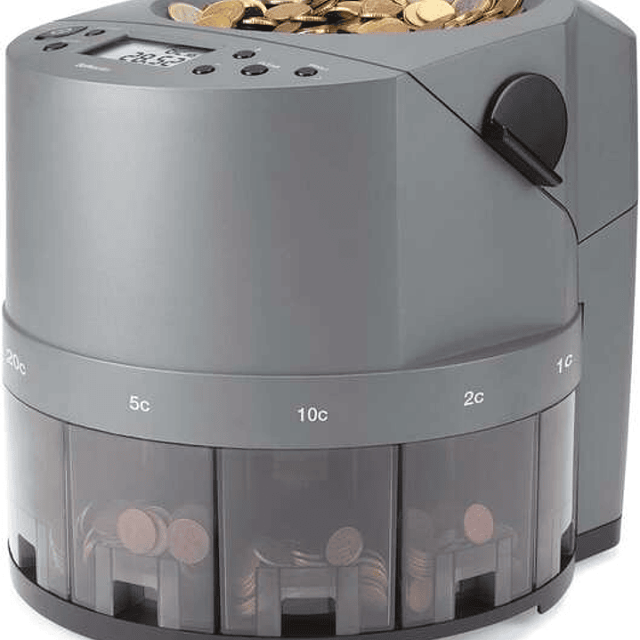 Safescan 1450 Eur Contadora y Clasificadora Automatica de Monedas - Cuenta y Clasifica 500 Monedas por Minuto - Funcion de Impresion - Capacidad de la 1