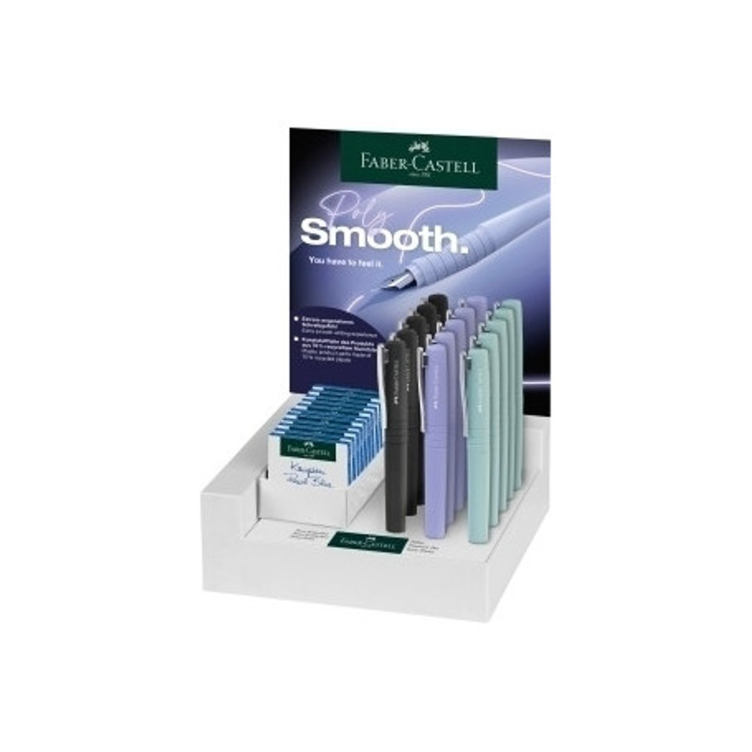 Faber-Castell Poly Expositor con 15 Boligrafos Poly Ball - Clip de Metal - Tinta Color Azul - Colores Surtidos 1