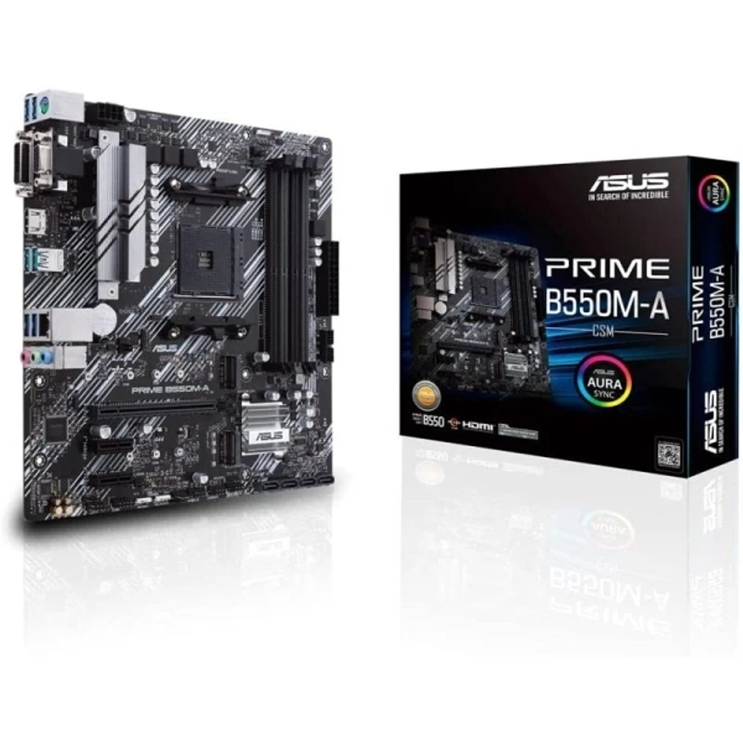 Asus Prime B550M-A Placa Base AMD Ryzen M.2, PCIe 4.0, HDMI, D-Sub, DVI, SATA III, USB-A 3.2, DVI-D, 1