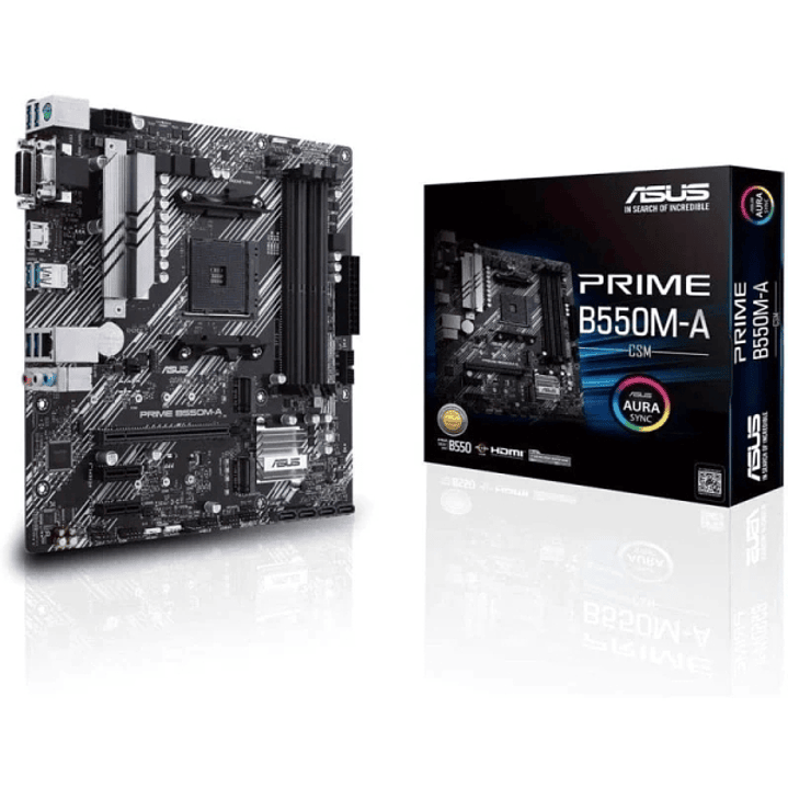 Asus Prime B550M-A Placa Base AMD Ryzen M.2, PCIe 4.0, HDMI, D-Sub, DVI, SATA III, USB-A 3.2, DVI-D, 1