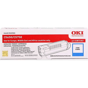 OKI C5650/C5750 Cyan Cartucho de Toner Original - 43872307