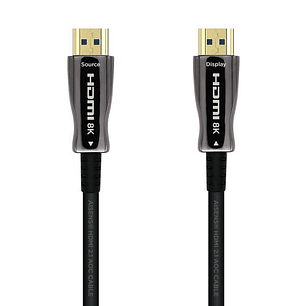 Aisens Cable HDMI V2.1 AOC (Active Optical Cable) Fibra Optica Ultra Alta Velocidad UHS 8K@60Hz 4K@120Hz 4:4:4 48Gbps - A/M-A/M - 70m - Color Negro