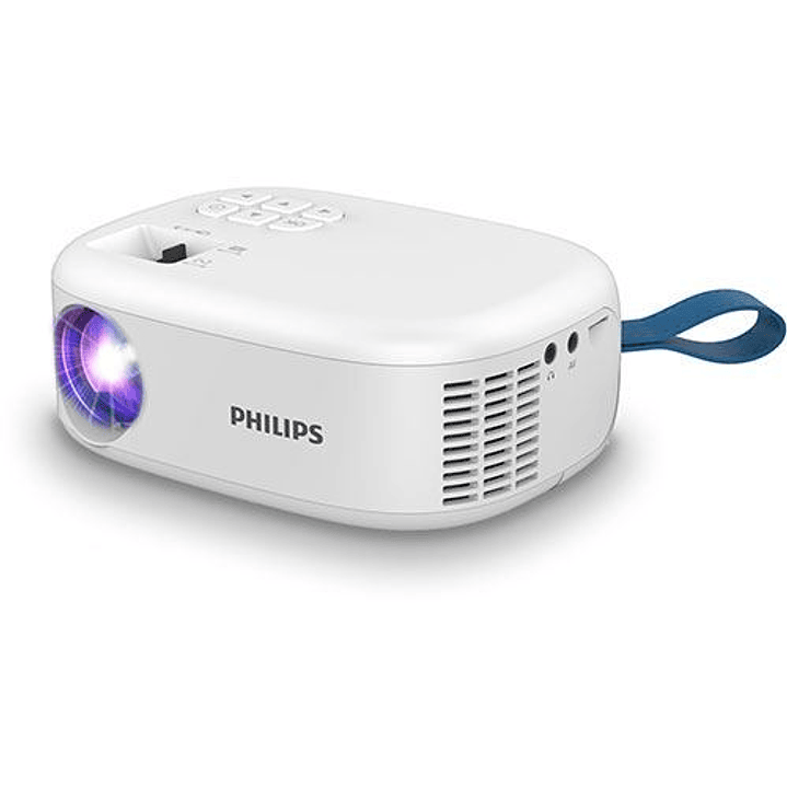 Philips Proyector LED - HD 720P - Brillo 100 Lumenes ANSI - Proyecion hasta 80 Pulgadas - WiFi - Altavoces Integrados - HDMI - USB - Duplicacion de Pa 1