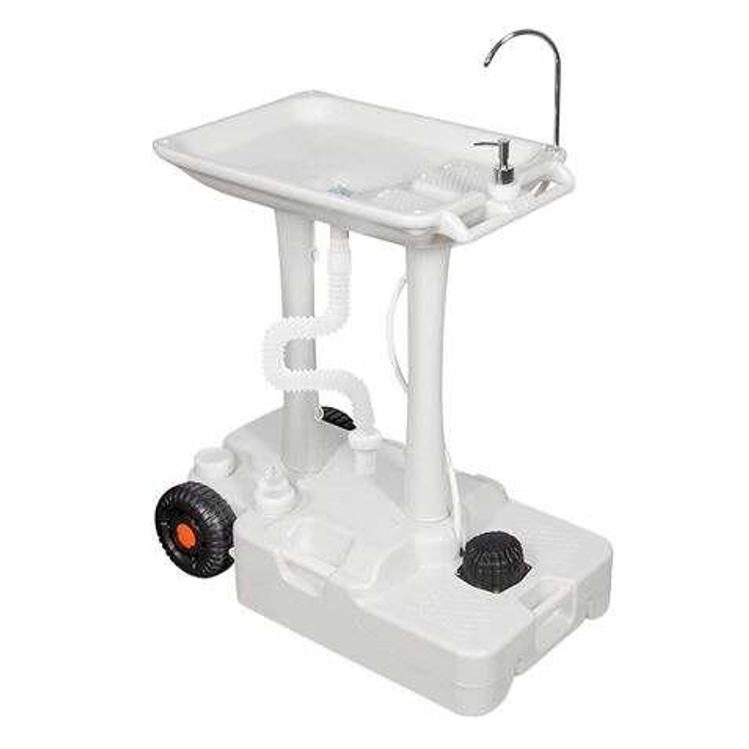 Muvip Carrito de Lavabo Portatil - Capacidad 30 Litros - Diseño de Montaje Rapido - Incorpora Colgador para Toalla - Color Blanco 1