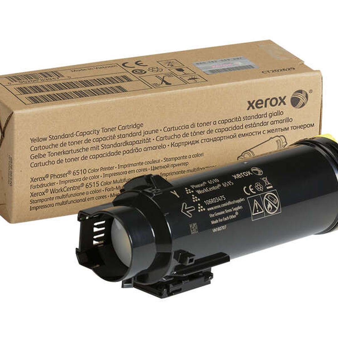 Xerox Phaser 6510/WorkCentre 6515 Amarillo Cartucho de Toner Original - 106R03475 1